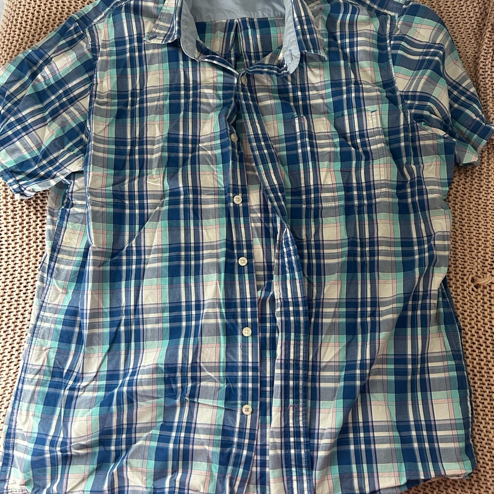 Izod Blue and White Checkered Shirt